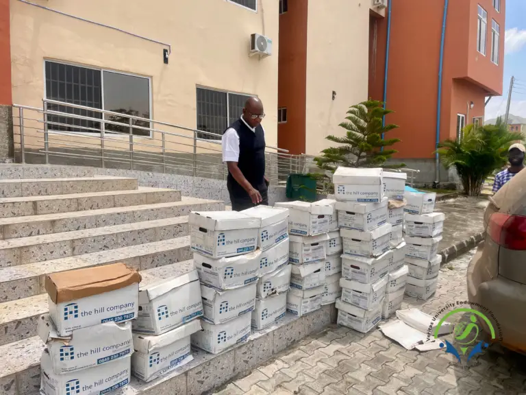 CEO VUEF checks 48 cartons of additional law books donated to expand subject coverage and ensure academic currency across legal disciplines.